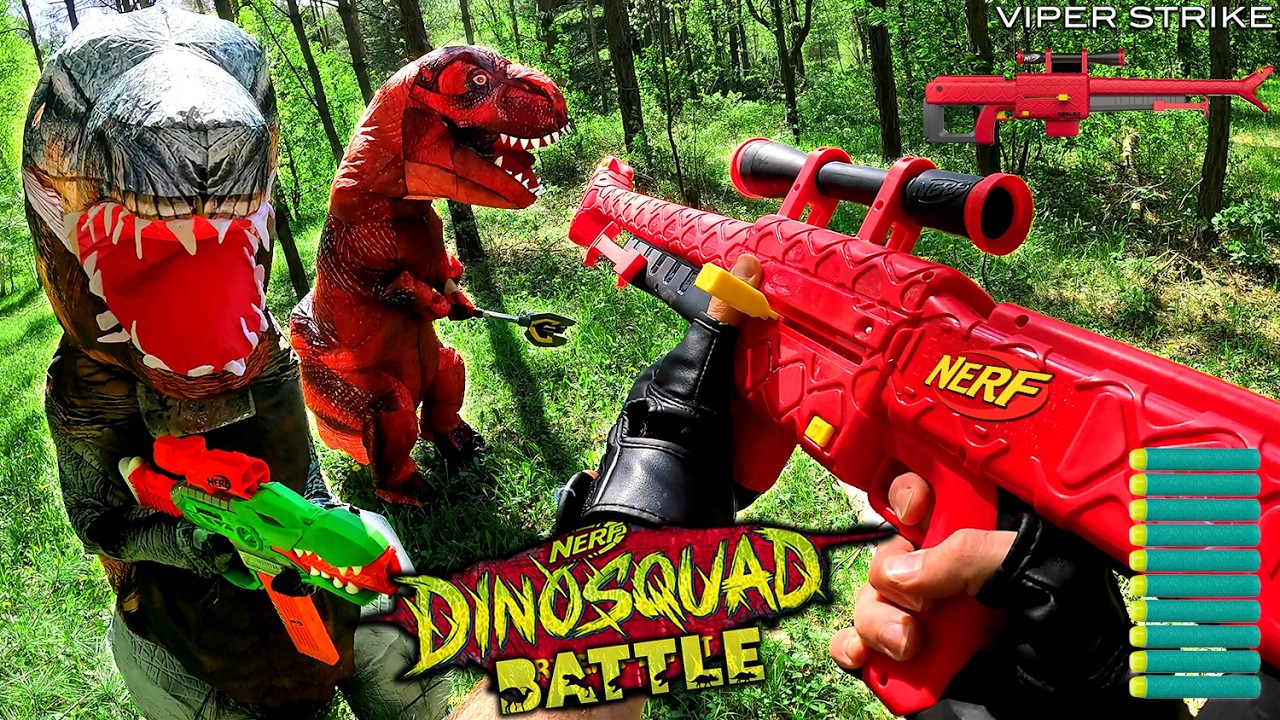 NERF GUN DINOSQUAD BATTLE 4 | Nerf First Person!