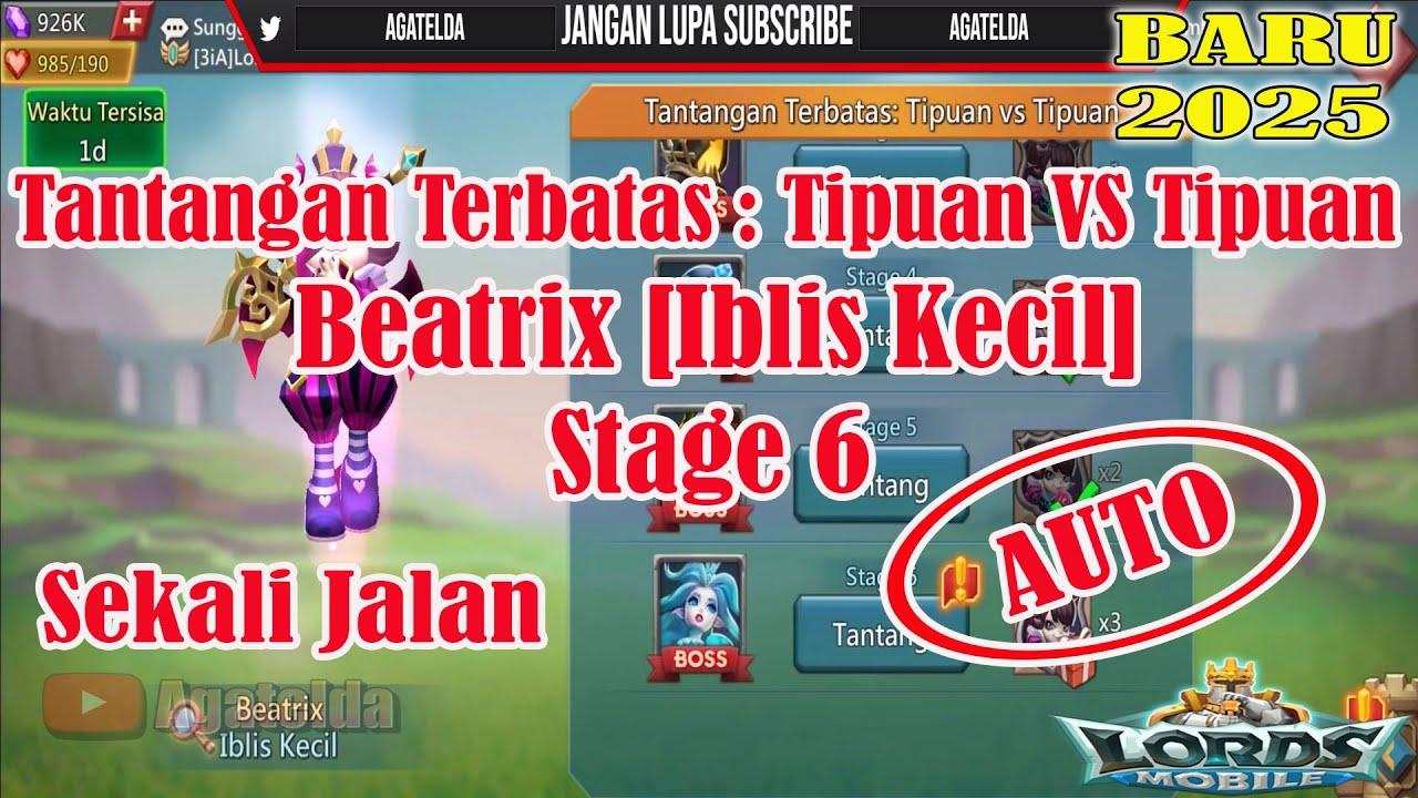Tantangan Terbatas Tipuan VS Tipuan Beatrix [Iblis Kecil] Stage 6 AUTO 2025 │Lords Mobile
