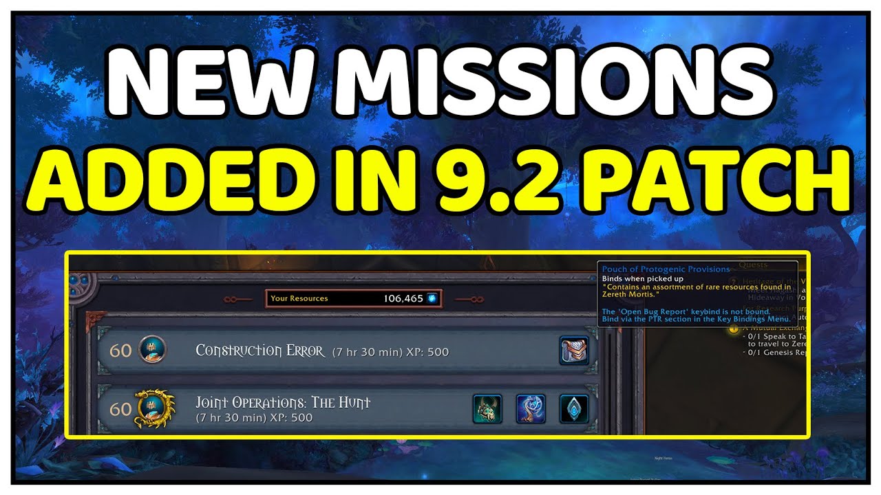 New Missions Added On The Mission Table - Patch 9.2 PTR | Shadowlands Goldmaking
