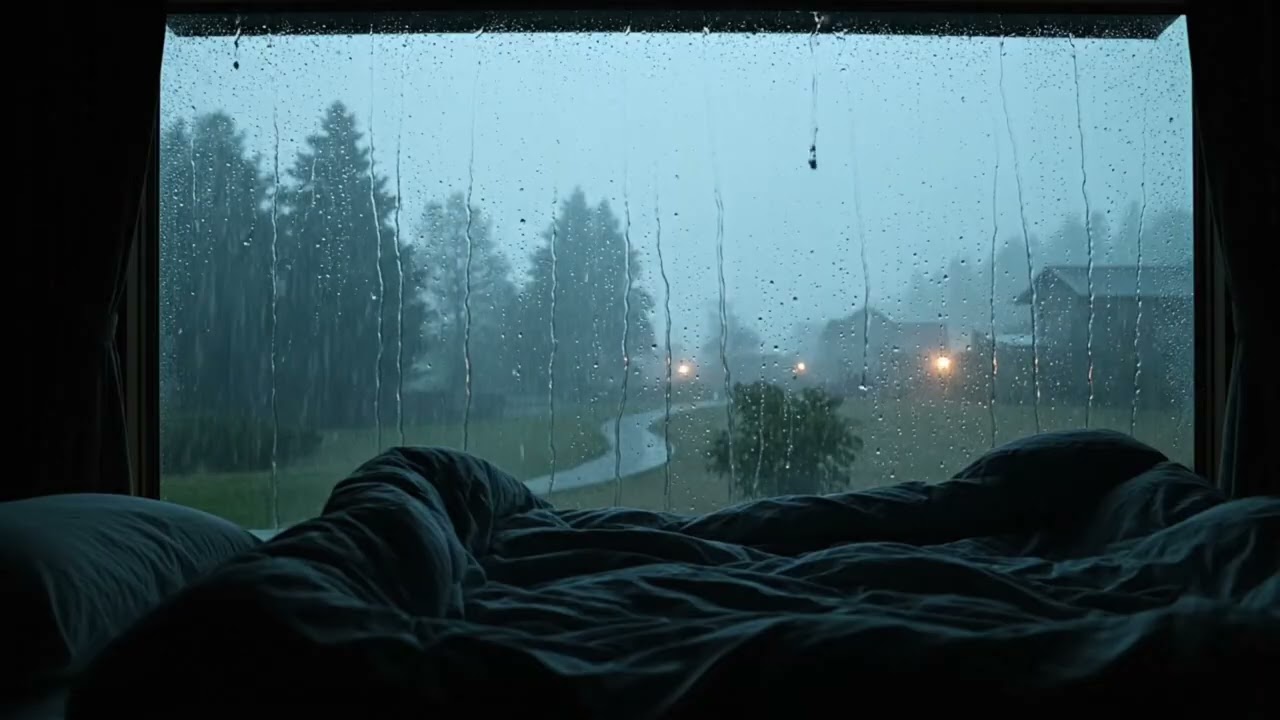Dark Bedroom Rain ASMR 🌧️ | Foggy Night Outside Window, No Music for Deep Sleep