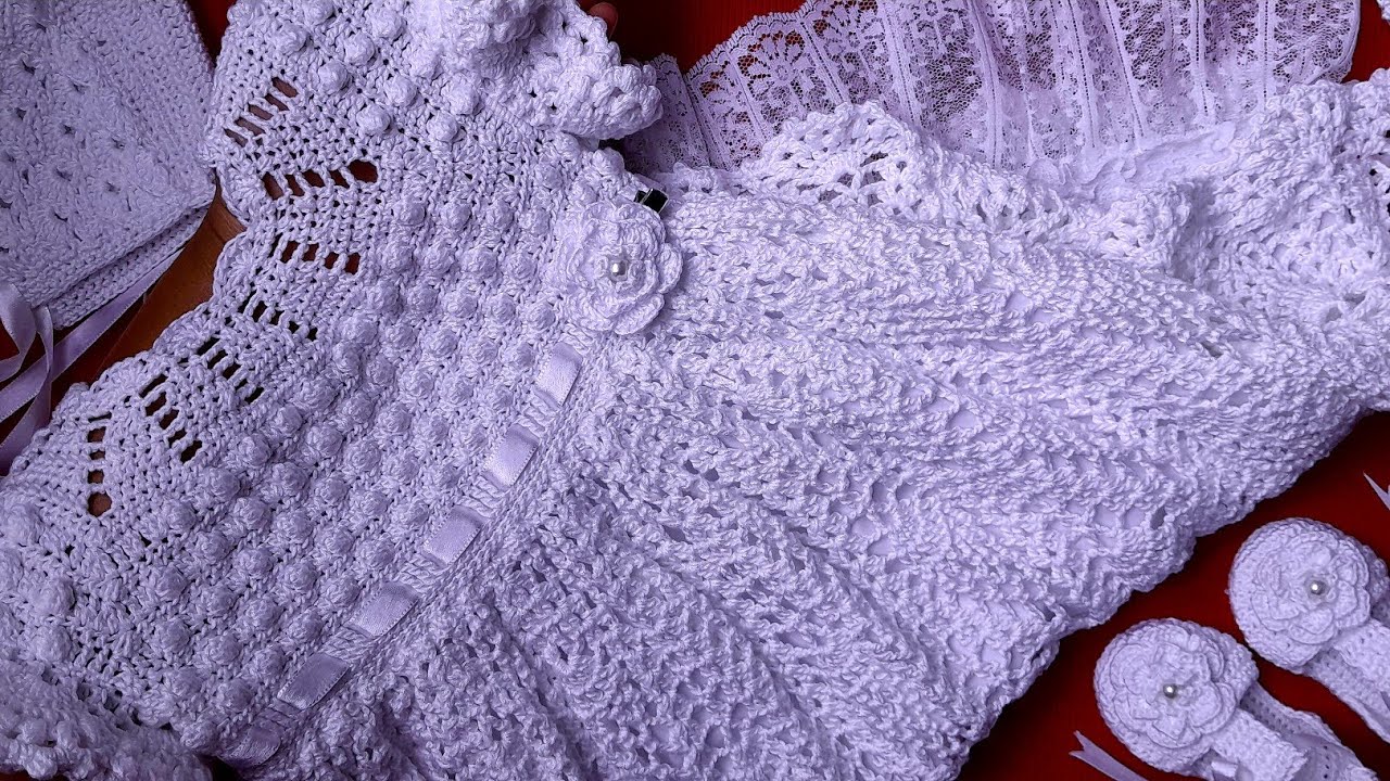 Faldón de bautizo, tejido a crochet, talla 2 a 5 meses de edad, paso a paso