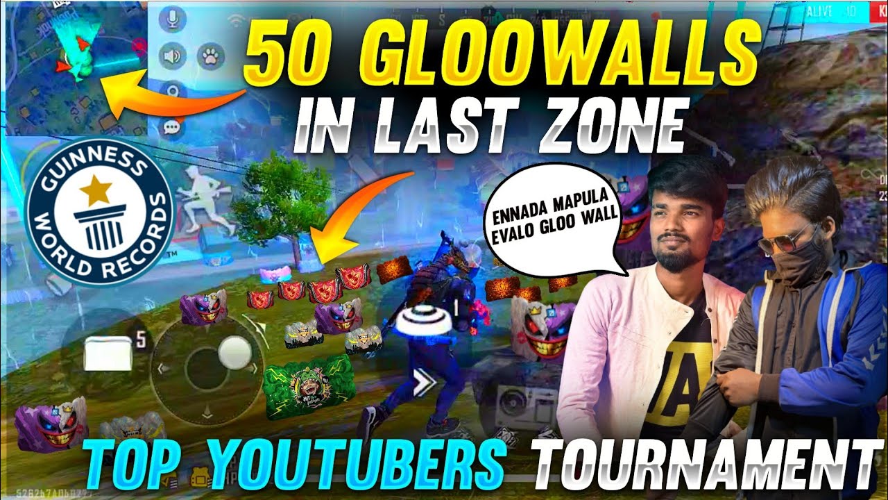 LOTS OF WALLS IN LAST ZONE FIGHT😱 || TOP YOUTUBERS TOURNAMENT🔥|| NEW WORLD RECORD ||