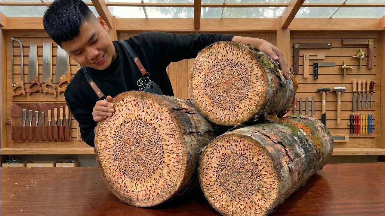 No Craftsman Dares to Turn This Coconut Log... Until the Leopard Grain is Revealed!