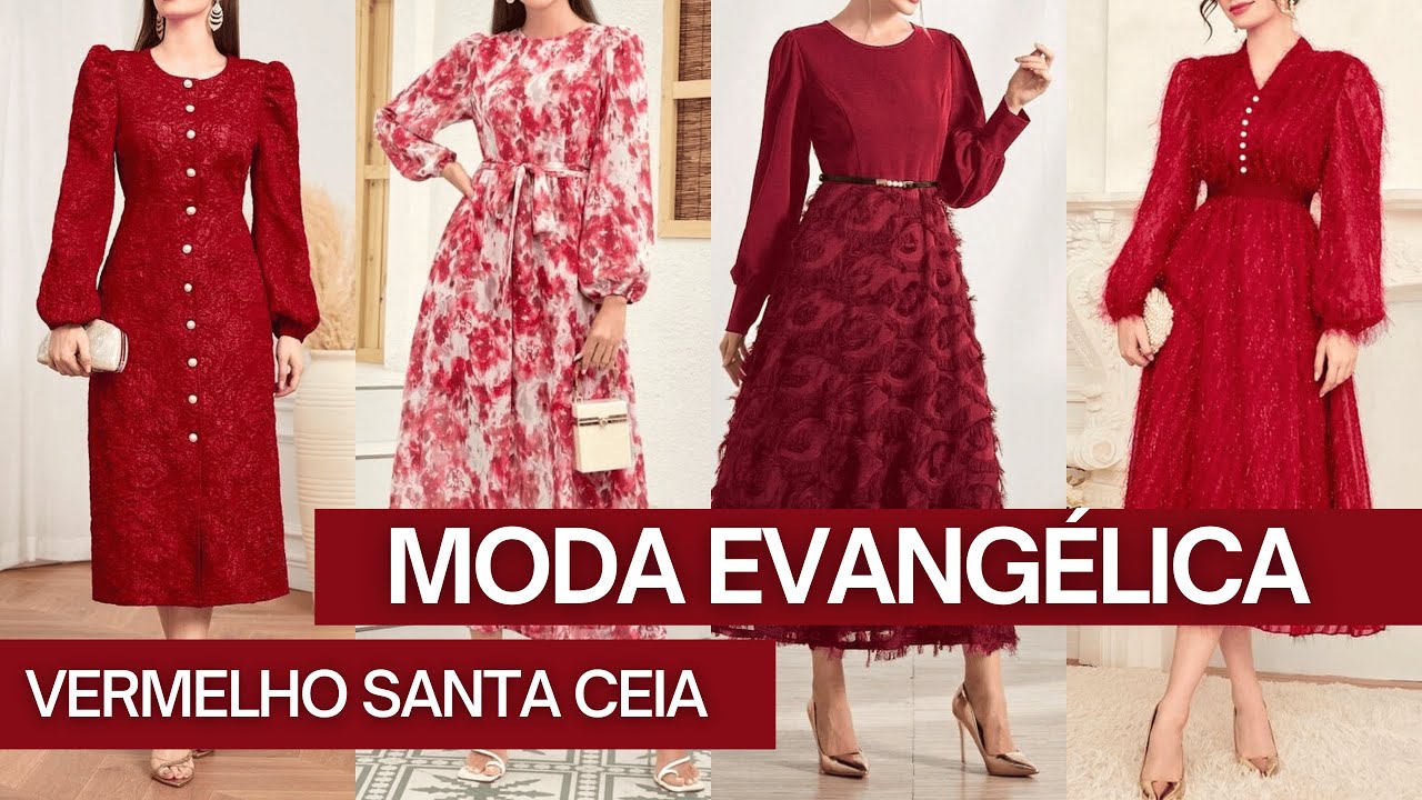 Vestido Vermelho para SANTA CEIA - Vermelho SANGUE de JESUS / MODA CRISTÃ FEMININA