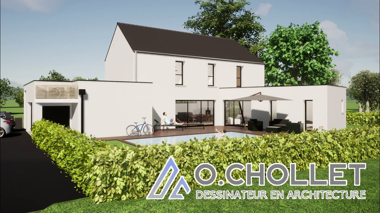 Projet de construction d'une maison avec piscine à Vignoc, en Ille-et-Vilaine.
