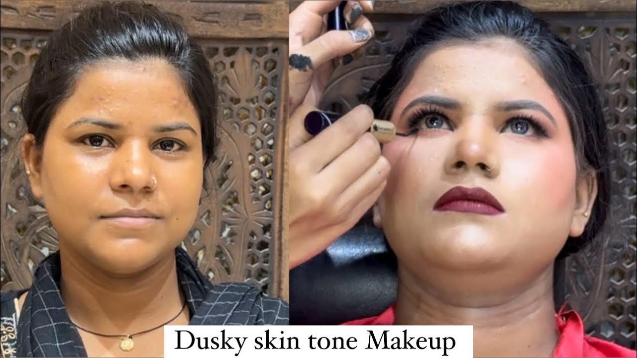 Dusky skin tone Makeup😱😱🧿 full makeup tutorial #duskytonemakeup #makeup #duskymakeup #bridalmakeup