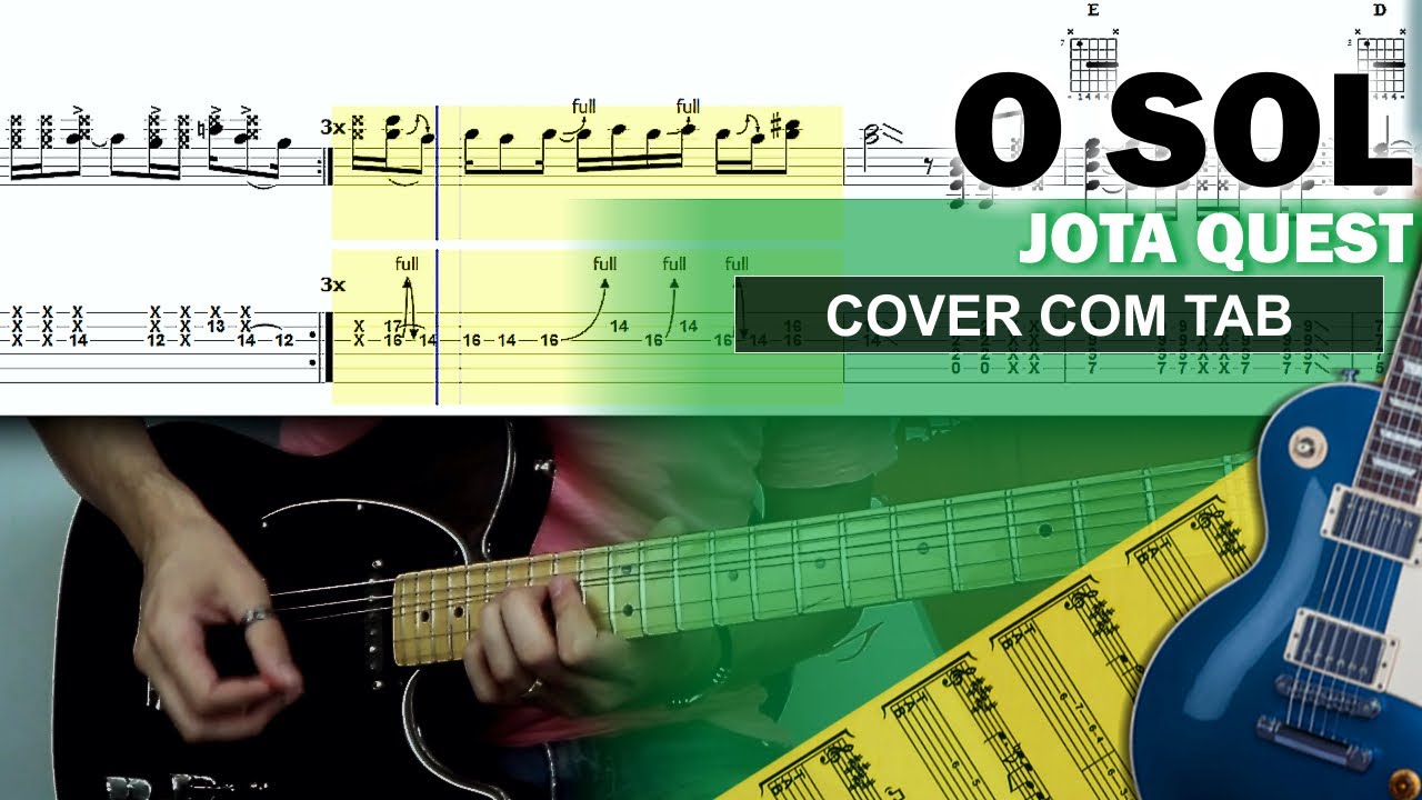 O Sol | Guitarra Cover Tab | Solo Original | Backing Track com Vocal 🎸 JOTA QUEST