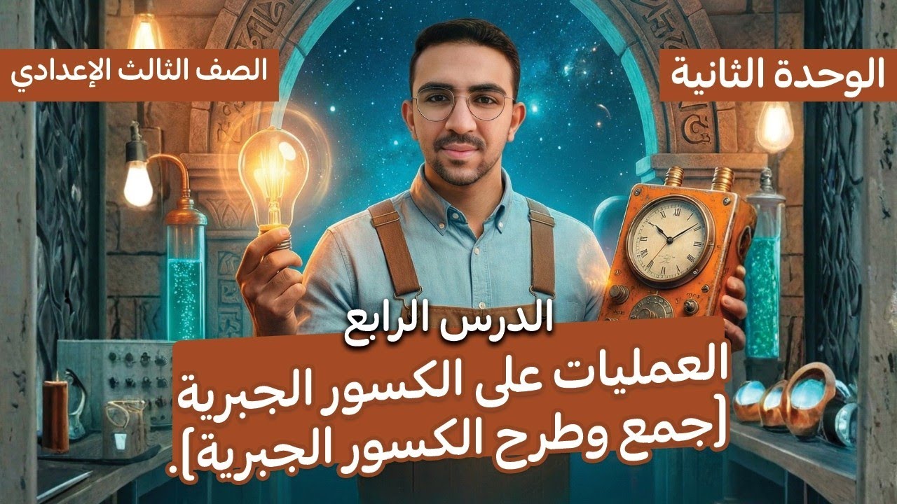 الدرس الرابع الوحده ٢ _ جبر _ جمع وطرح الكسور الجبريه  _ تالته اعدادي _ المهندس سلطان 