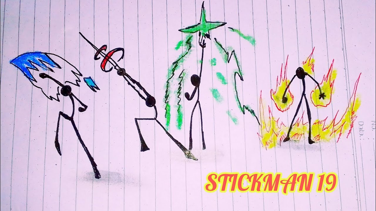 Gambar STICKMAN berpedang dan berkekuatan api 🔥 #drawing #stickman #art