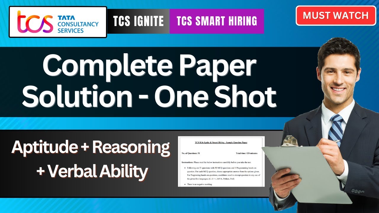 🔥TCS Smart & Ignite Complete Paper Solution in One Shot | Numerical Ability + Reasoning + Verbal