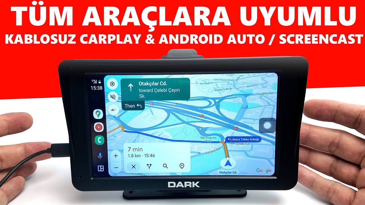 Tüm Araçlarla Uyumlu Kablosuz Carplay  + Android Auto Screen Cast TR'de
