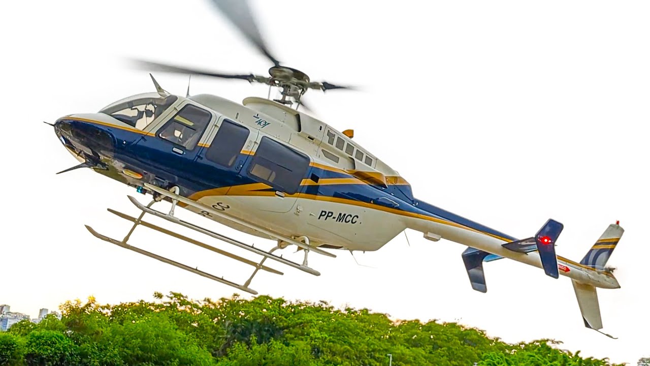 Bell 407 Helicopter FAST TAKEOFF & Agusta A109 Landing