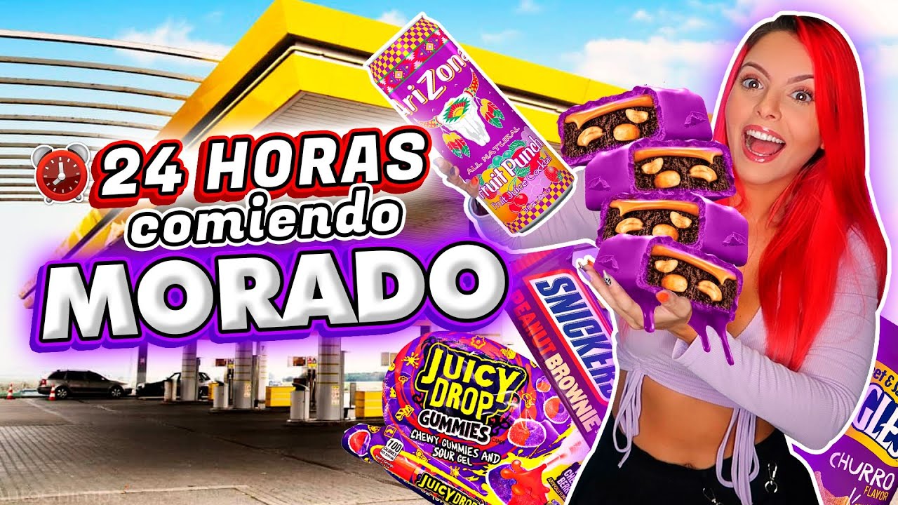 24 HORAS COMIENDO MORADO EN GASOLINERAS🟣⛽️ | Jenny Devil😈