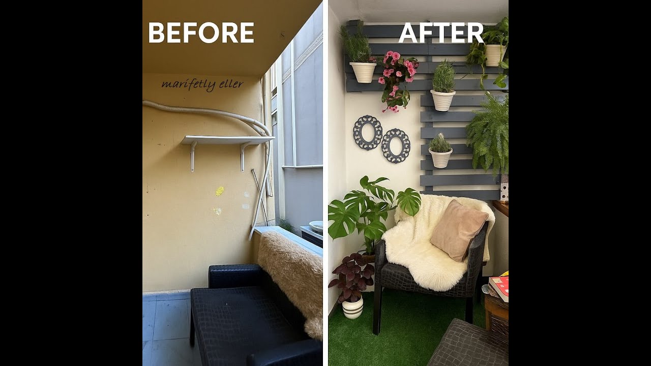 Balkon dekorasyon öncesi/sonrası  #balkonyenileme #diyidea #balkondekorasyon #balconytransformation 
