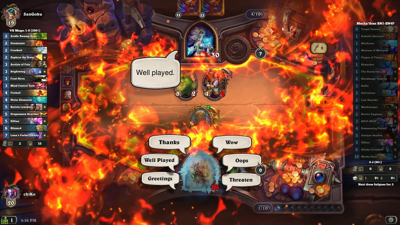 HearthStone: mecha'thun combo winning animation