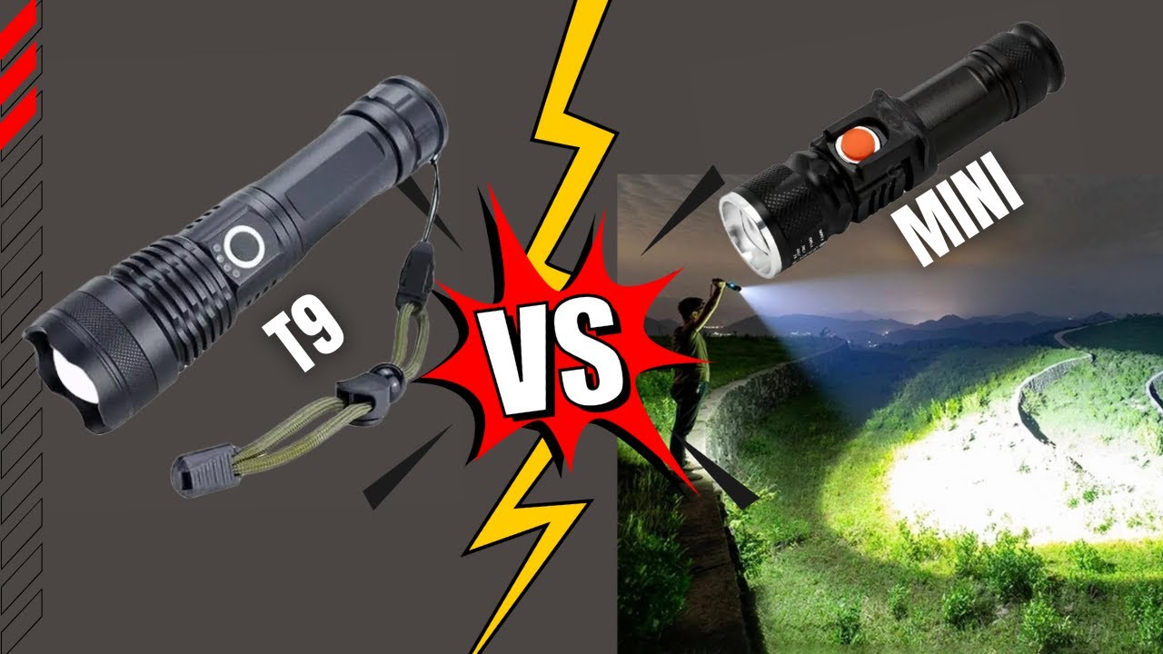Lanterna Led T&aacute;tica super potente XML T9 vs Lanterna Led Mini - Unboxing e Review Completo