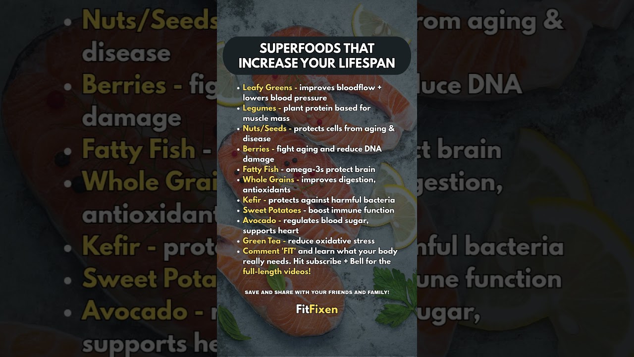 👆 10 Foods That Add YEARS to Your Life! 🥑✨ #longevity #FitFixen