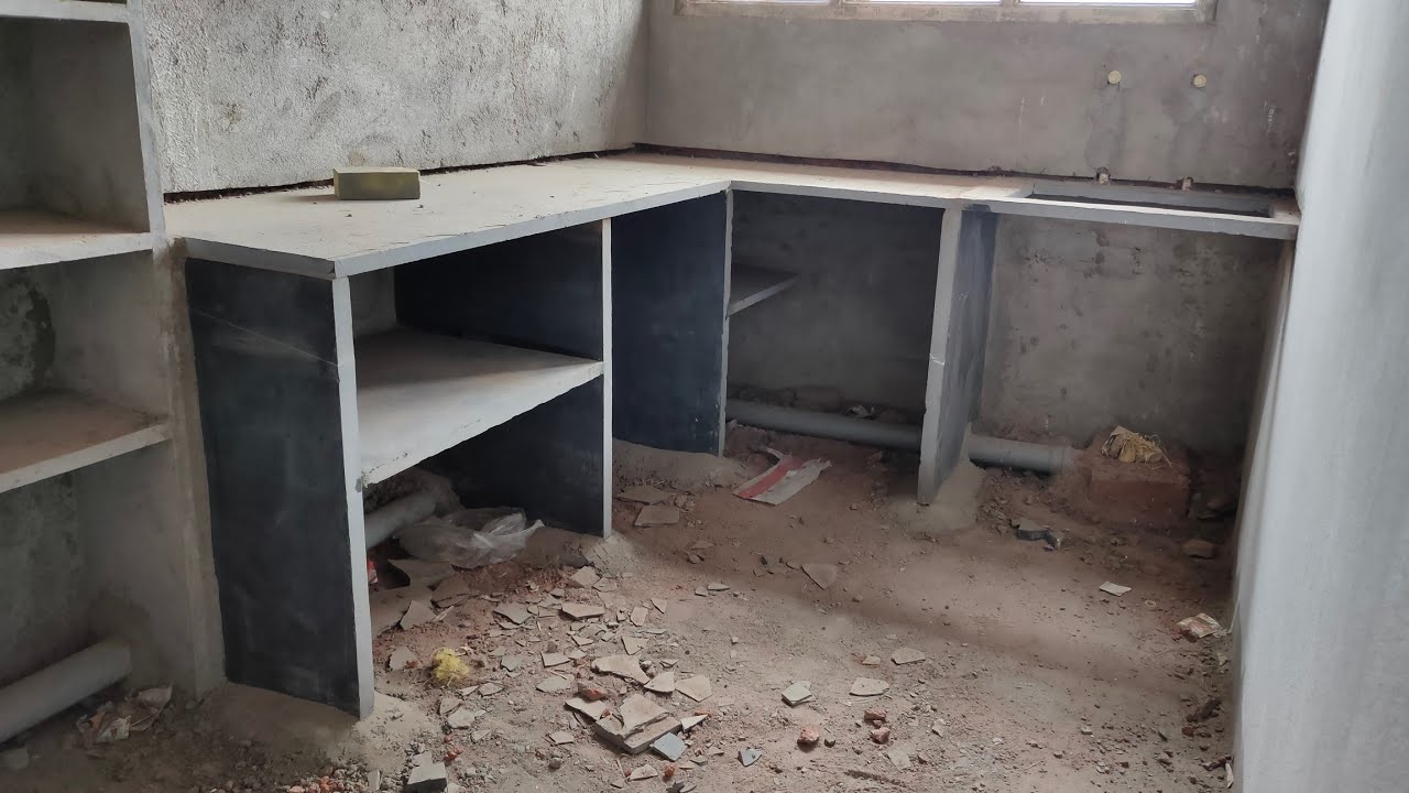 Low cost Kitchen platform size details with stone