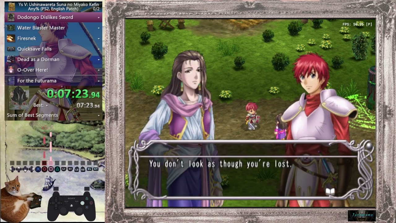 Ys V - Lost Kefin, Kingdom of Sand PS2 Any%, English Patch in 