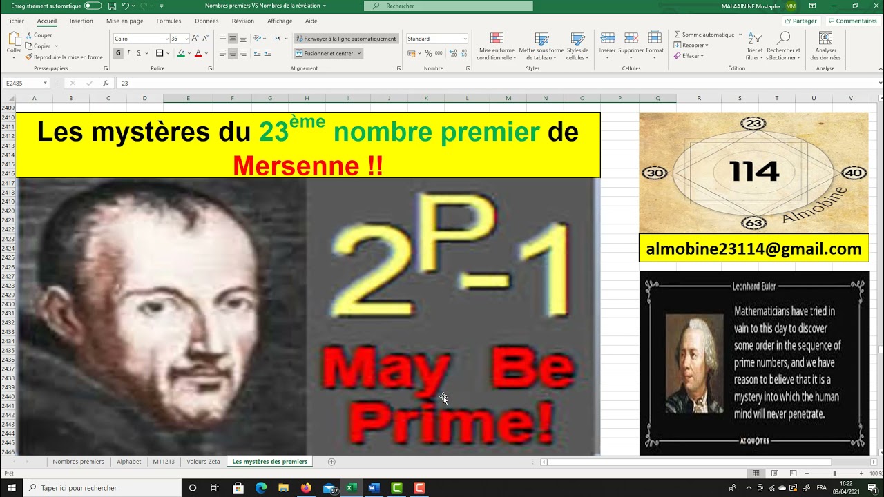 Les mystères du 23ème nombre premier de Mersenne !