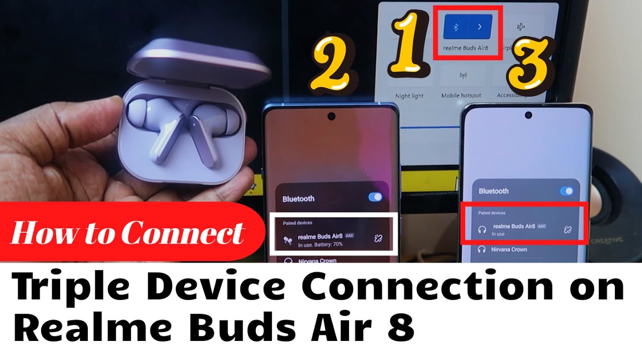 Как подключить Realme Buds Air 8 к трем устройствам: Android, ПК/ноутбук, iPhone.