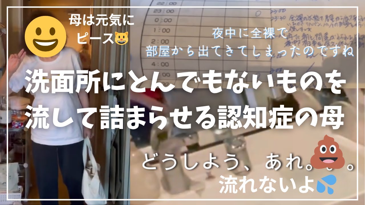 洗面所にとんでもないものを流して詰まらせる母💩♯認知症＃おばあちゃん♯介護♯高齢者