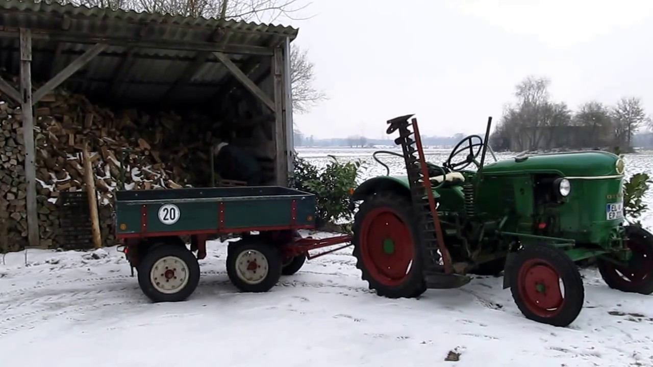 Deutz D15 und Multicar-Anhänger; Brennholz holen