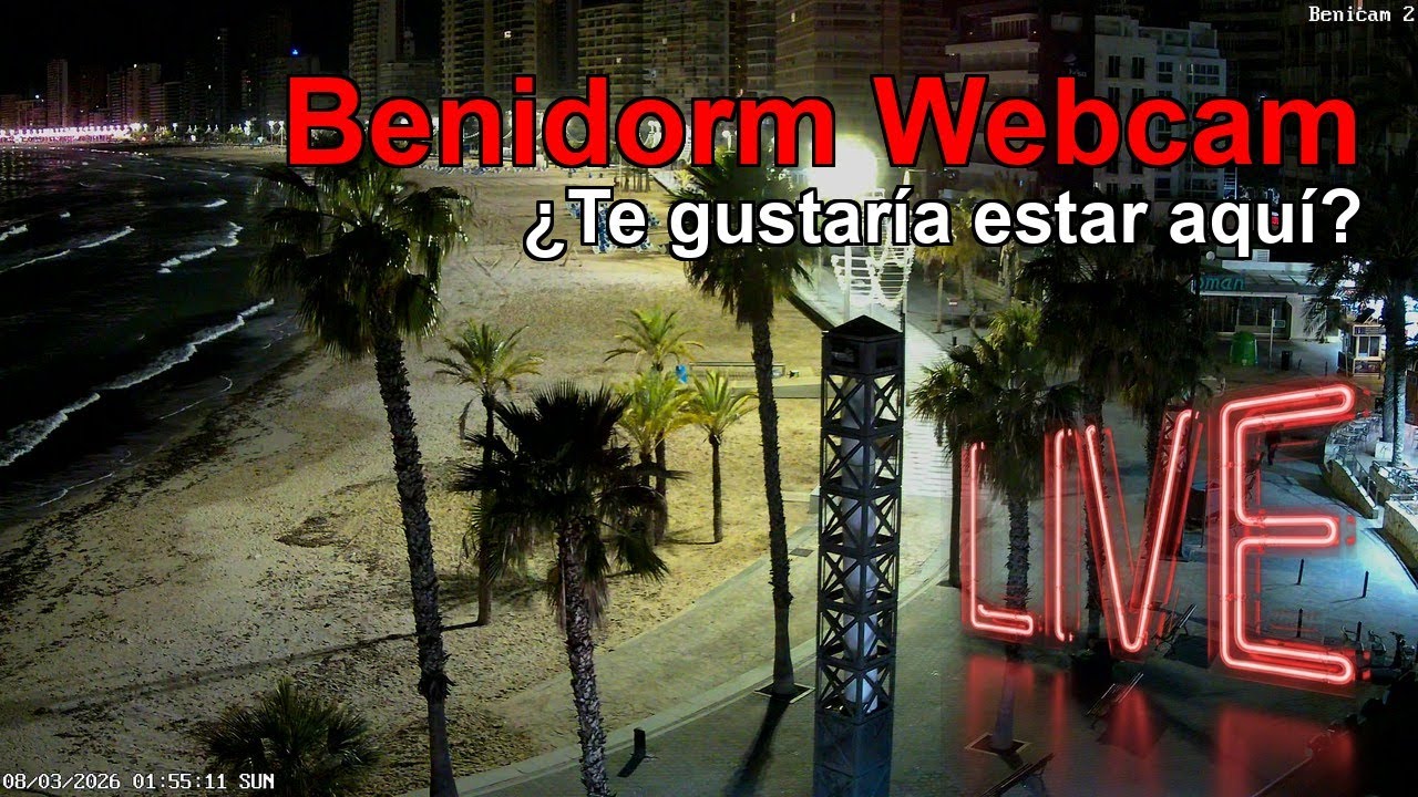 BENIDORM WEBCAM EN DIRECTO 🇪🇸 🔴 EN VIVO: Noche de Resort ¡Míralo AHORA! 🌴🌃 🇪🇸 CÁMARA 2