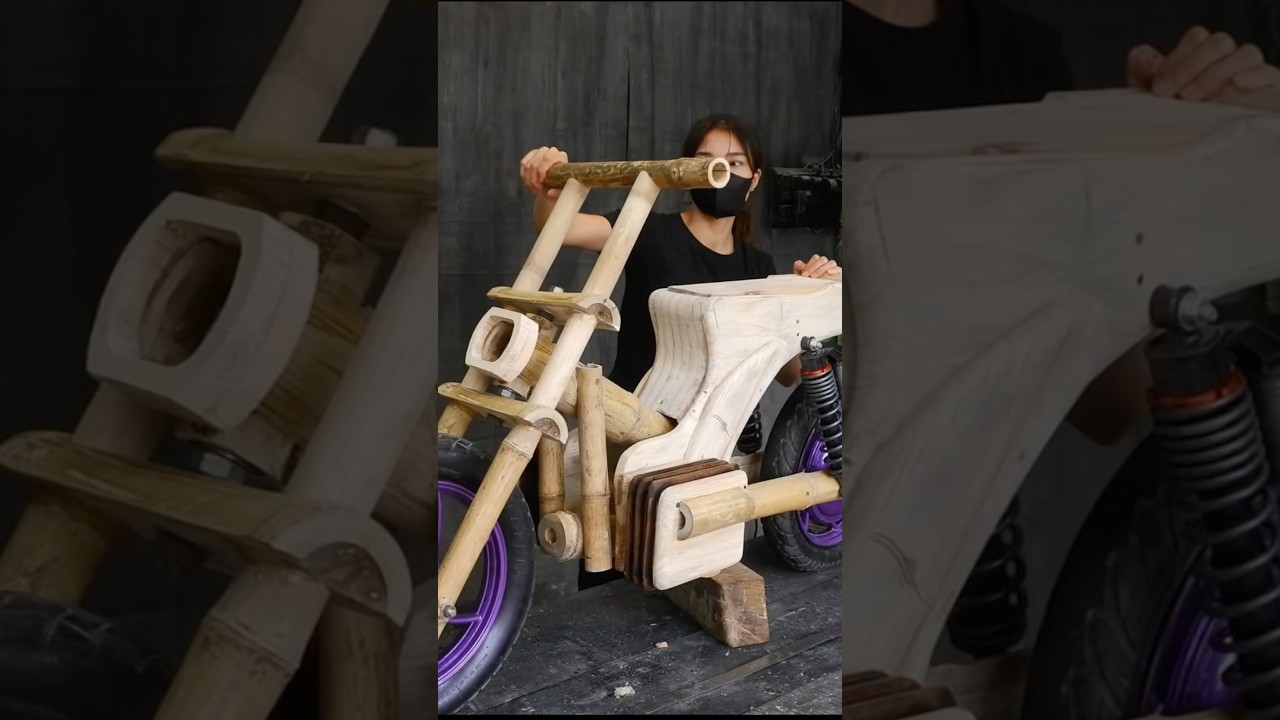 Insane! Mom Builds an E-Bike from Bamboo #homemade #diy