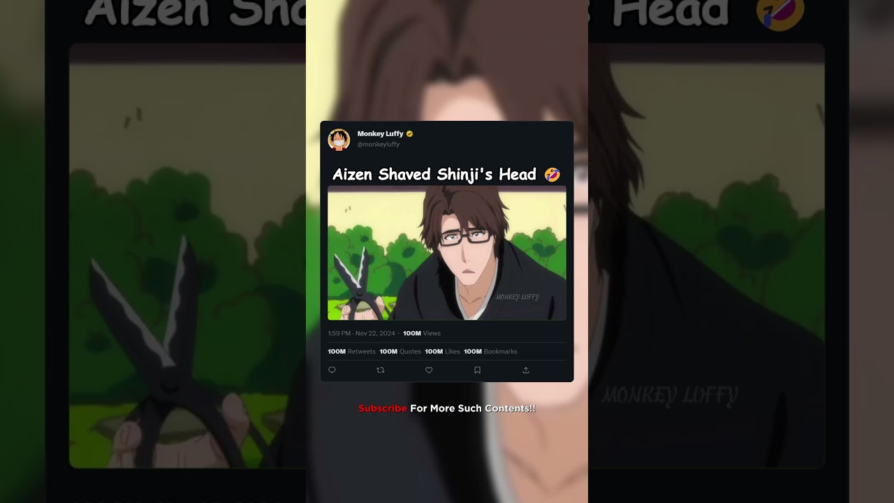 Aizen shaved Shinji's head 🤣 #anime #bleach #animeshorts
