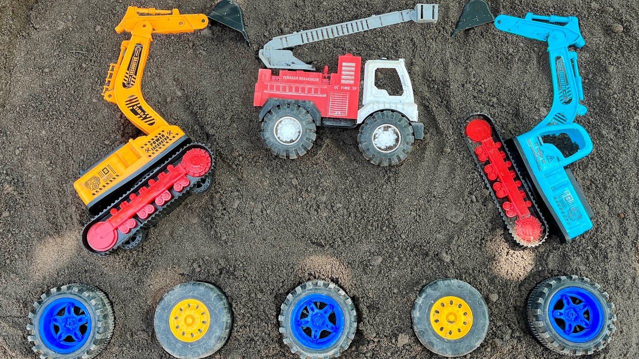 Mencari dan Merakit Mobil Mobilan Truk Molen Besar, Loader, Dump Truk, Bus Telolet, Tank Baja