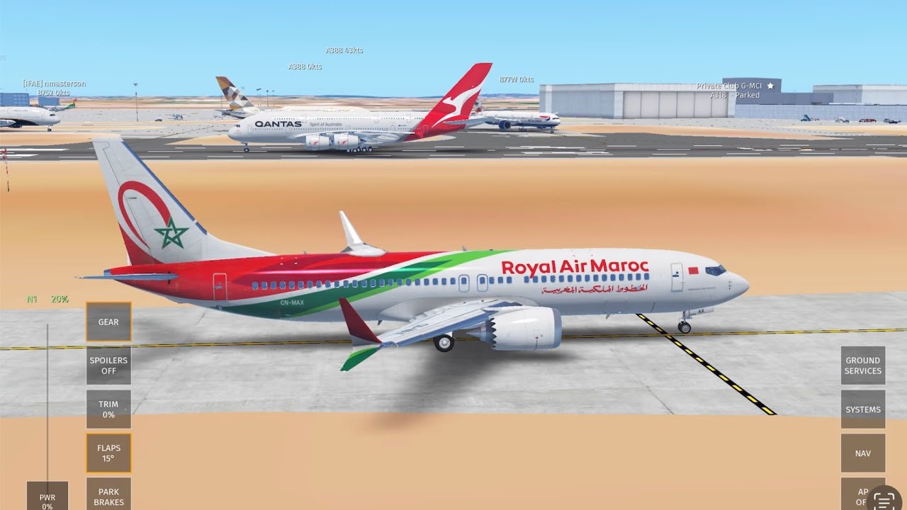 Infinite Flight- London Heathrow (EGLL) to Casablanca (GMMN) Royal Air Maroc 737 MAX 8