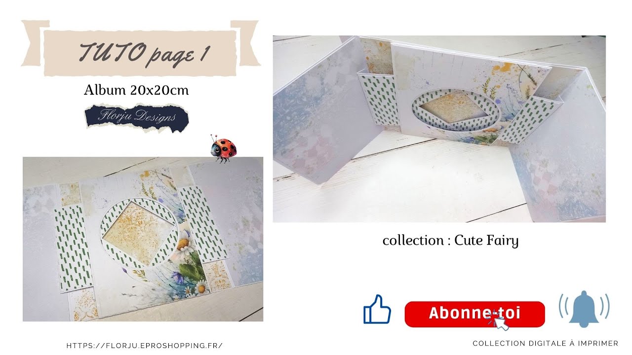 TUTO Album 20x20 Cute Fairy page 1 , pop up  #scrapbooking  #albumscrap
