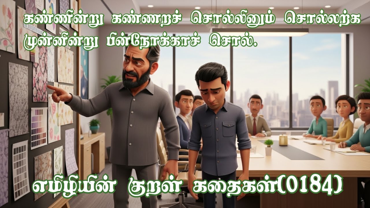 EmilyinKural 0184 எமிலியின் குறள்:கண்ணின்று கண்ணறச் சொல்லினும் சொல்லற்க முன்னின்று பின்நோக்காச் சொல்