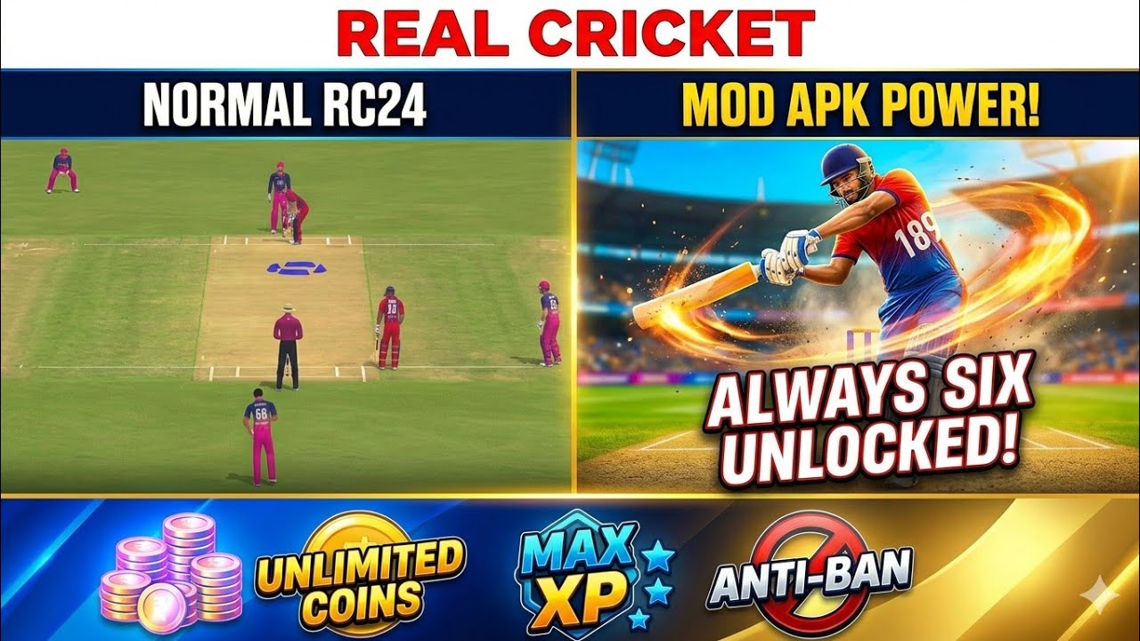 Real Cricket 24 Mod Menu Kaise Download Kare? 😱 RC24 Always Six Hack Unlocked! 🔥