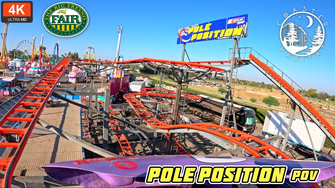 Pole Position Front Seat On Ride POV 4K 60FPS UHD | Big Fresno Fair Wild Mouse | Fresno, CA