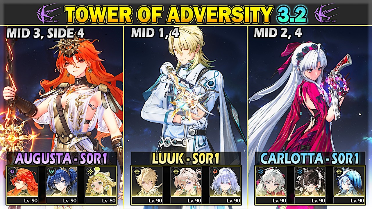 [NEW ToA] Luuk, Carlotta, Augusta | 36 Crest Tower of Adversity 3.2 | Wuthering Waves