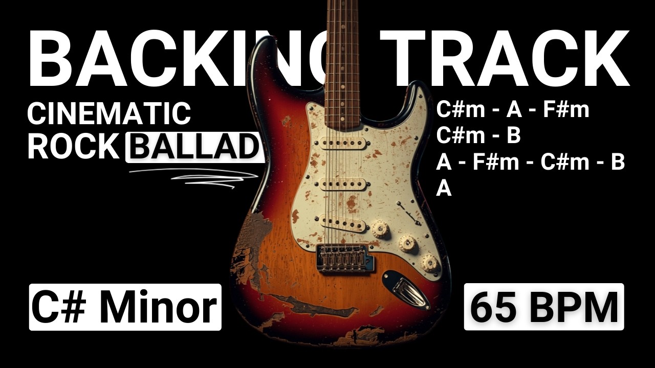 Cinematic Rock Ballad Guitar Backing Track in C# Minor | 65 BPM