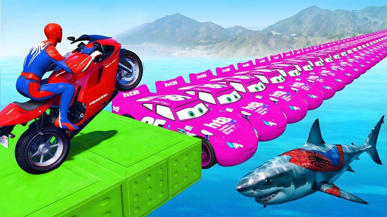 GTA 5 SPIDER-MAN Rescues THE SHIN SONIC, THE AMAZING DIGITAL CIRCUS Join in Epic Stunt Racing🚀 🏁