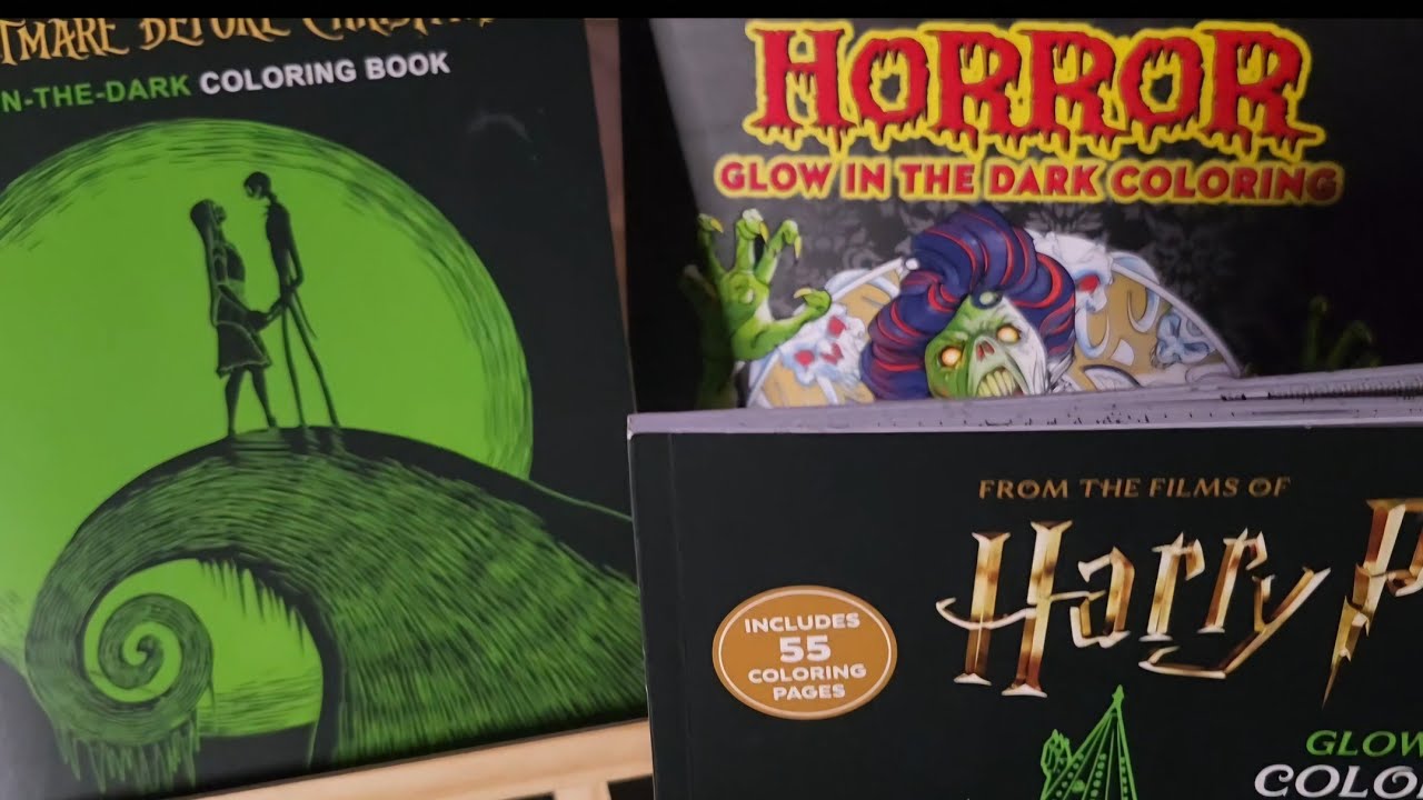 GLOW IN THE DARK Coloring Books | FLIPTHROUGH| 2024 ~Spooky Season Is Coming❕️👻🌙⚪️😱👻