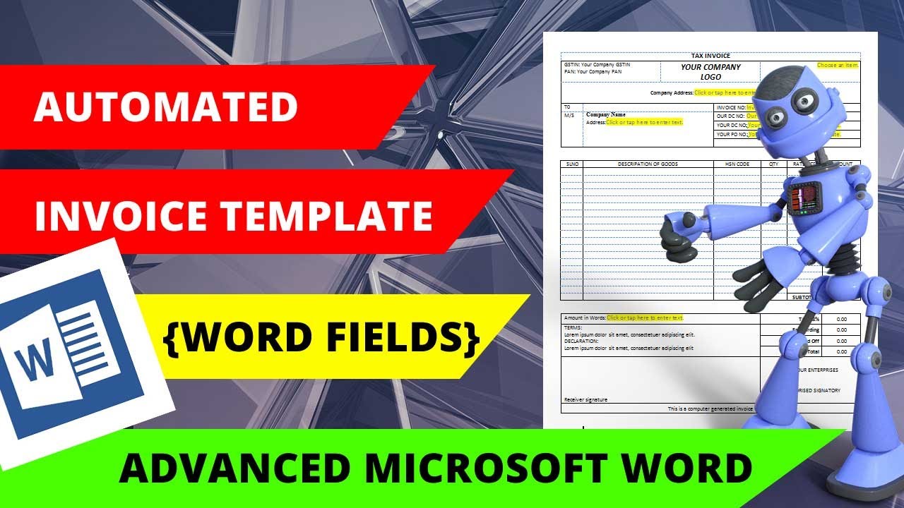 How to create an automated invoice template from scratch in Microsoft Word | Field Codes in Word