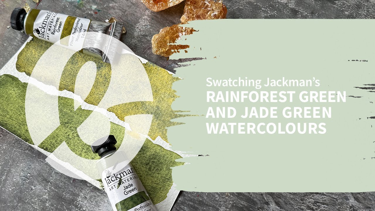 Swatching Rainforest Green and Jade Green from Jackman's Finest Watercolours
