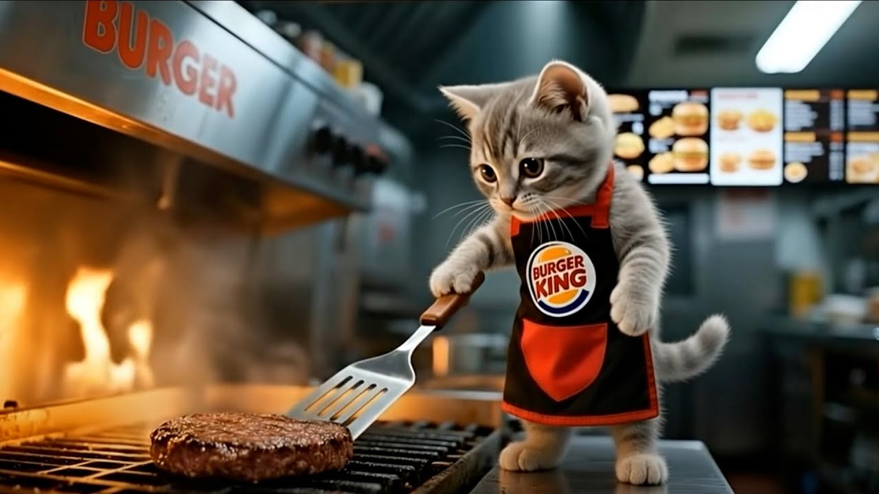Kitten Gets a Job at Burger King to Save His Sick Mom 🐱🍔 #kitten #cat #funny #catlovers