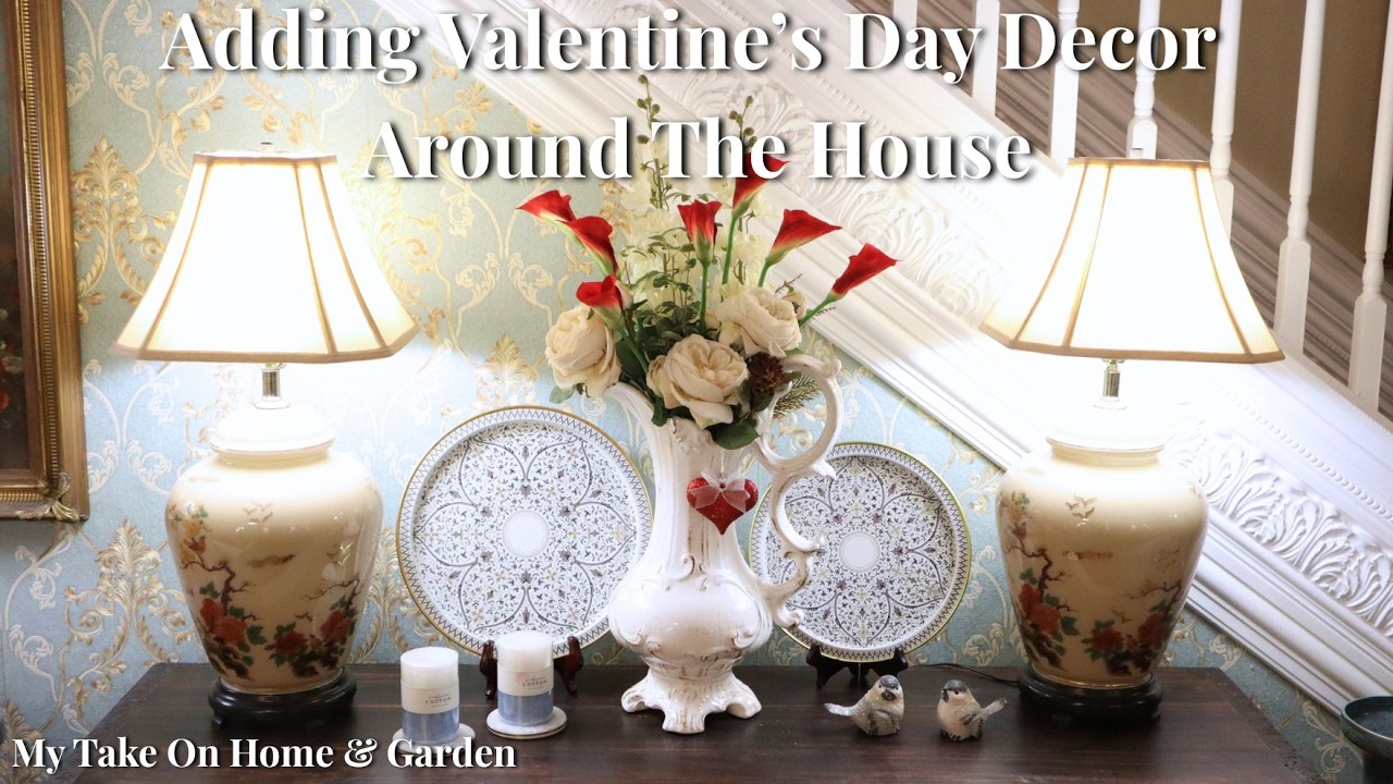 Valentine's Day Decorate With Me Vintage Cards, Flowers & Red Glass