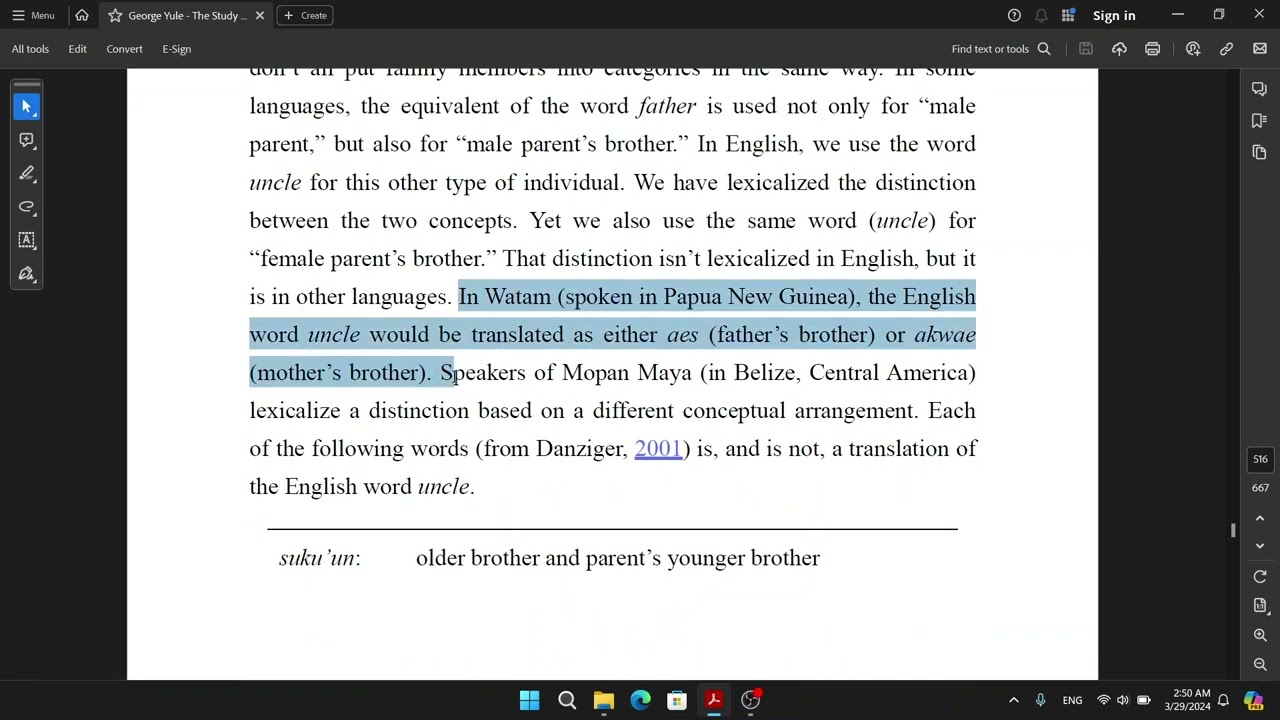 شرح علم اللغة جابتر 20 جزء 3 Kinship Terms and Time  Concepts