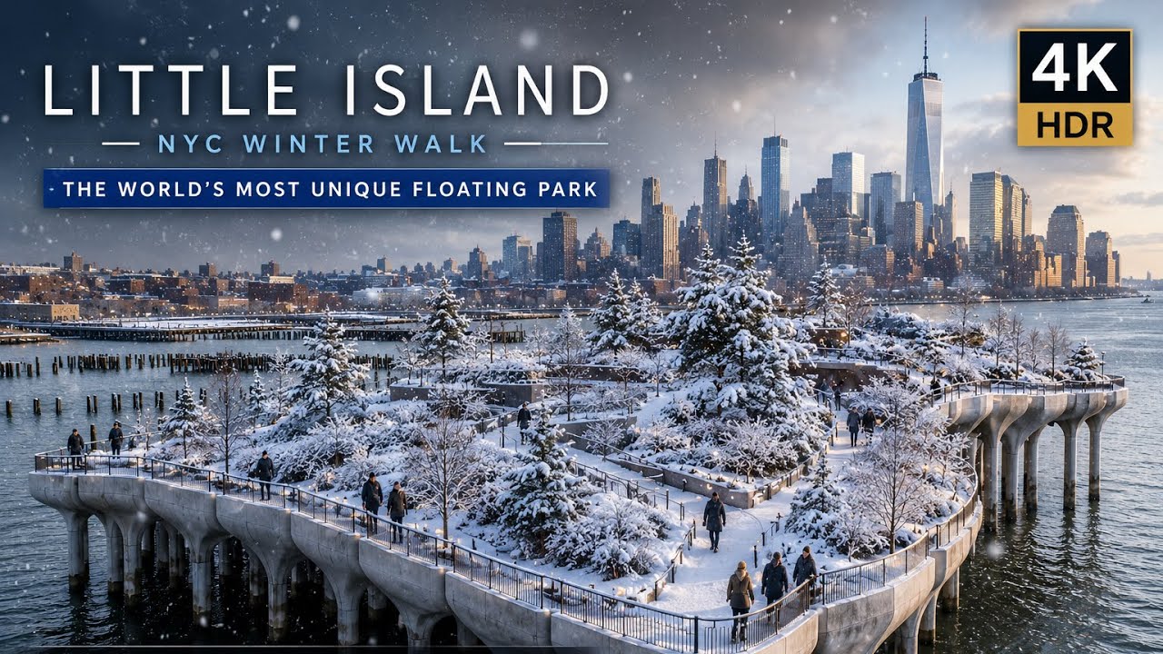 Little Island NYC Winter Walk  | The World’s Most Unique Floating Park | 4K HDR Walk