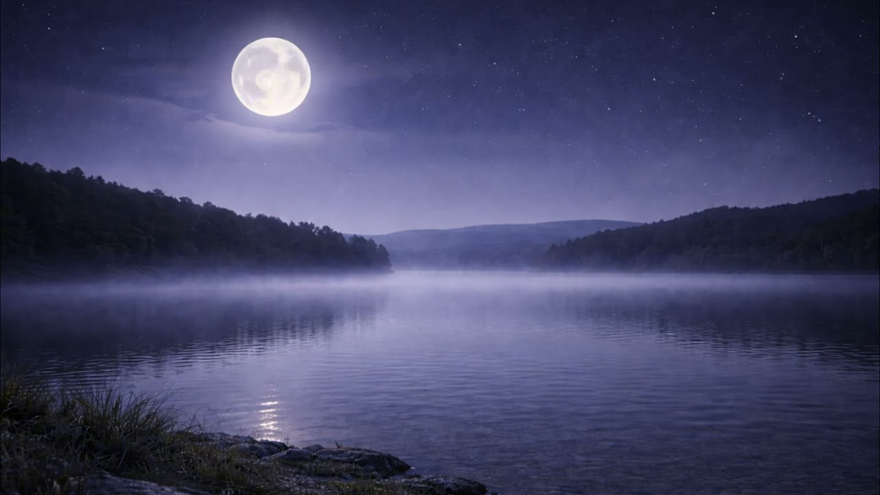 Still Lake under Soft Moonlight | Mild Sleep Music – 10 Hours