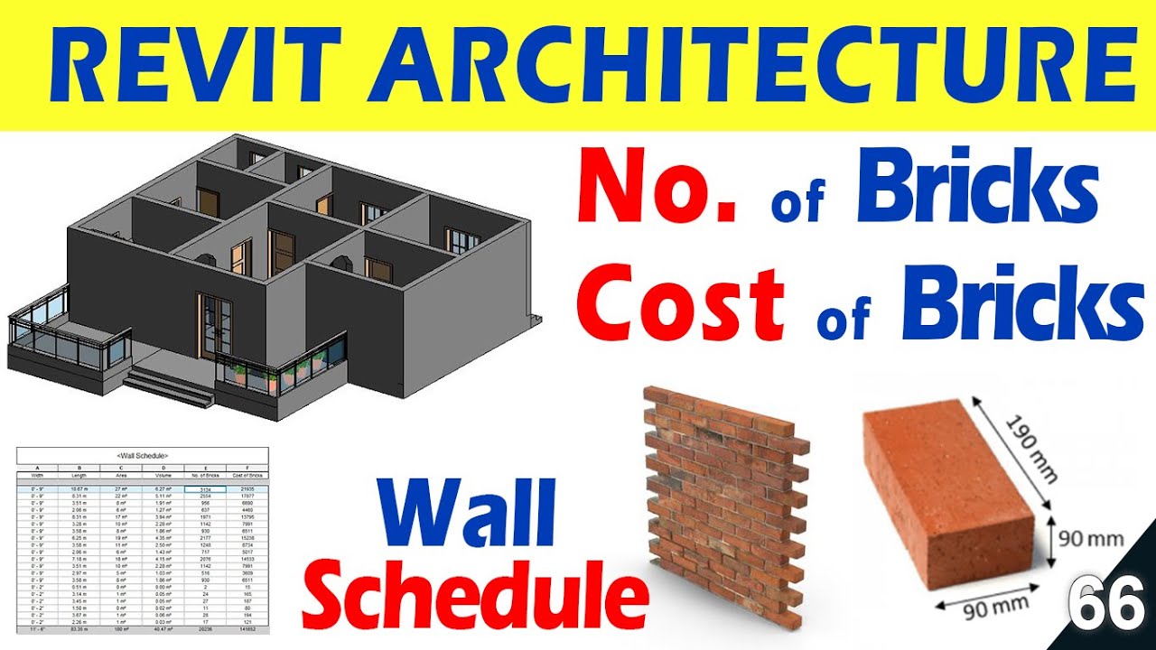 #66 | Calculate Number of BRICKs and COST of Bricks in REVIT ARCHITECTURE  | Wall Schedule |