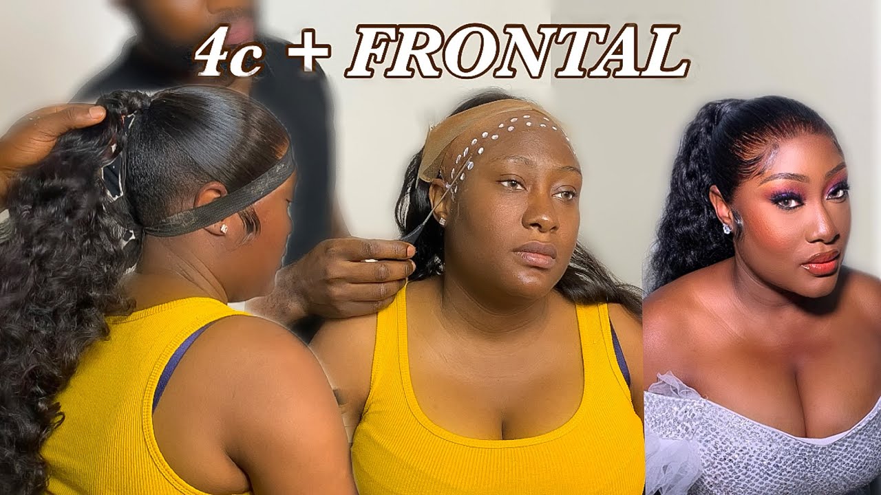 FRONTAL PONYTAIL | HOW TO DO FRONATL PONYTAIL WITH NATURAL HAIR #louisihuefo