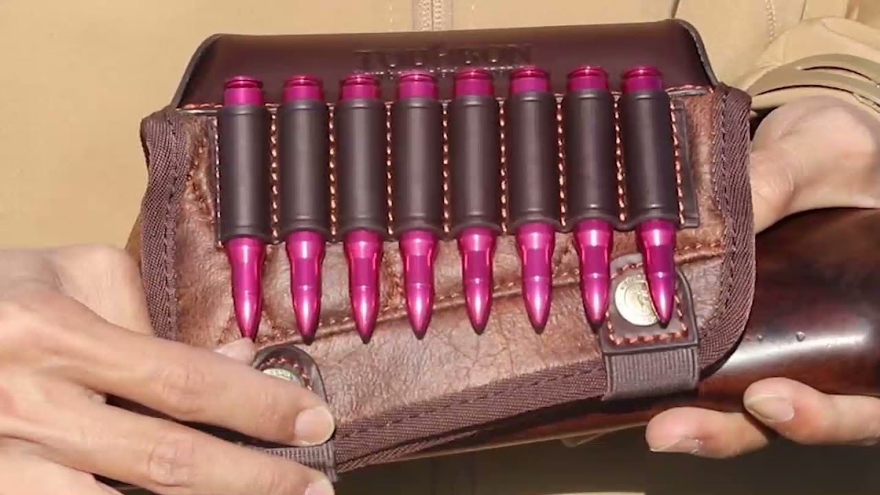TOURBON Pu Leather Buttstock Cartridge Holder Rifle Cheek Rest Pouch Left/Right Handy